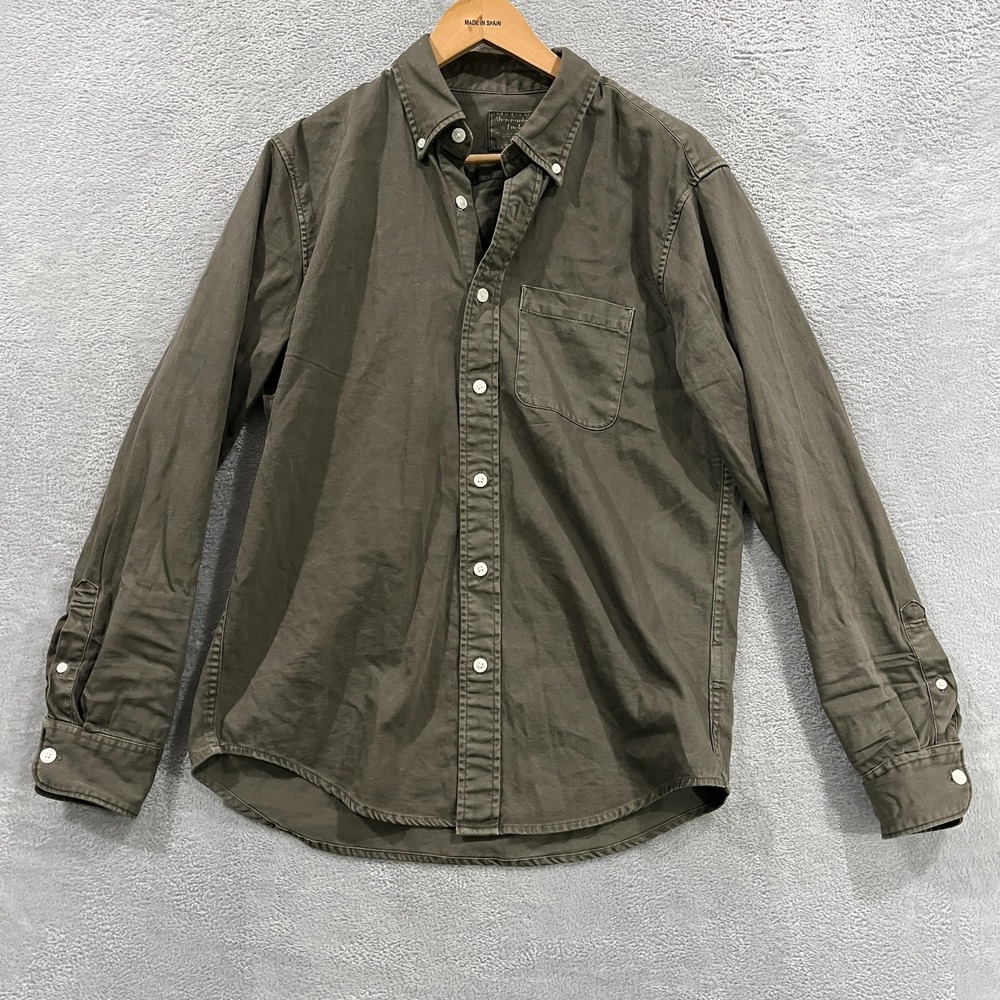 Abercrombie & Fitch Shirt Mens Medium Green Long Sleeve Collared Button-Down